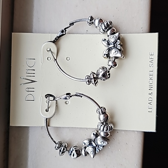 Butterfly Bead Hoop Earrings - Picture 3 of 3